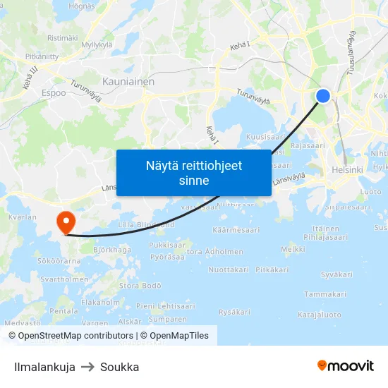 Ilmalankuja to Soukka map