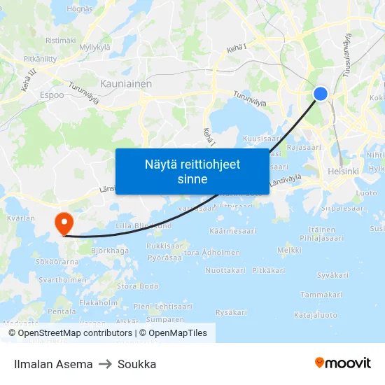 Ilmalan Asema to Soukka map