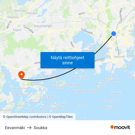 Eevanmäki to Soukka map