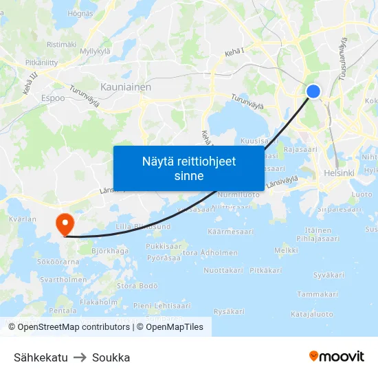 Sähkekatu to Soukka map