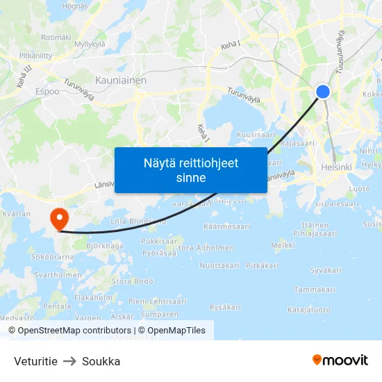Veturitie [Veikkaus-Areena] to Soukka map