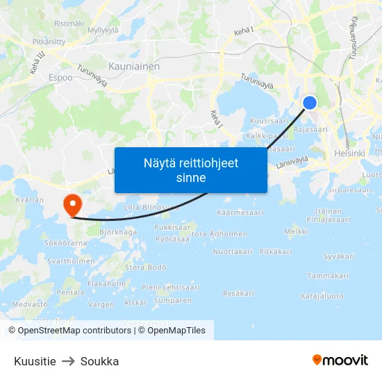 Kuusitie to Soukka map