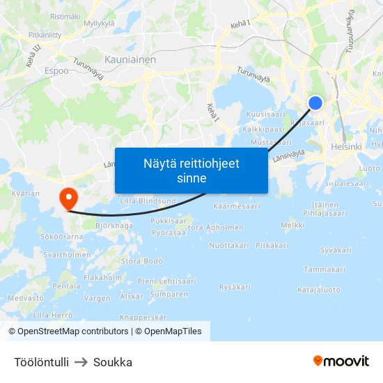 Töölöntulli to Soukka map