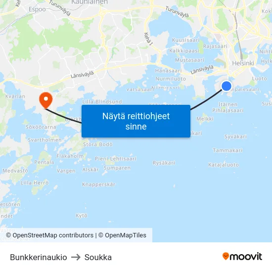 Bunkkerinaukio to Soukka map