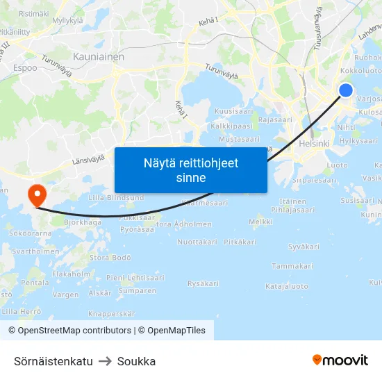 Sörnäistenkatu to Soukka map