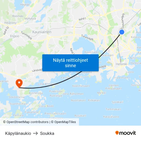 Käpylänaukio to Soukka map
