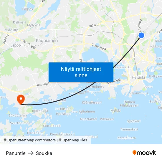 Panuntie to Soukka map