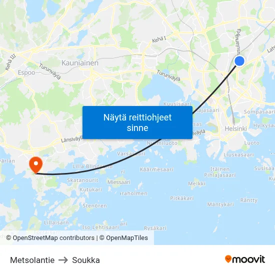 Metsolantie to Soukka map