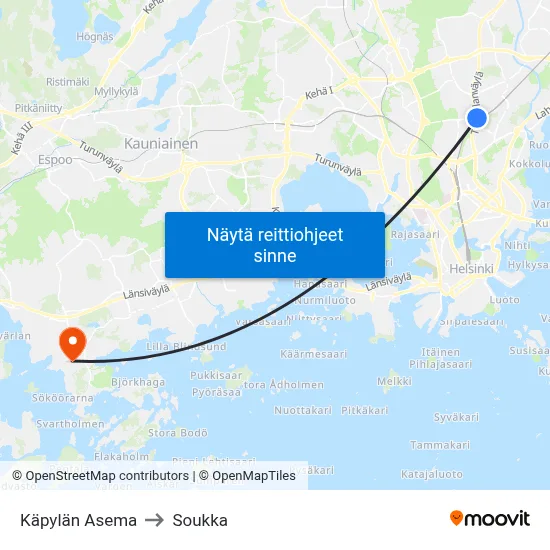 Käpylän Asema to Soukka map