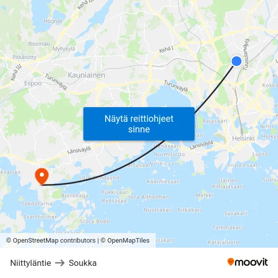 Niittyläntie to Soukka map