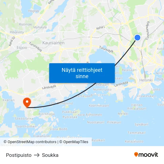 Postipuisto to Soukka map