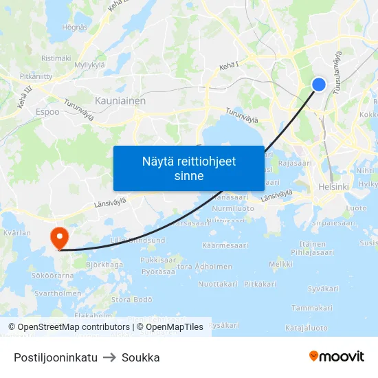 Postiljooninkatu to Soukka map