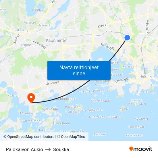 Palokaivon Aukio to Soukka map