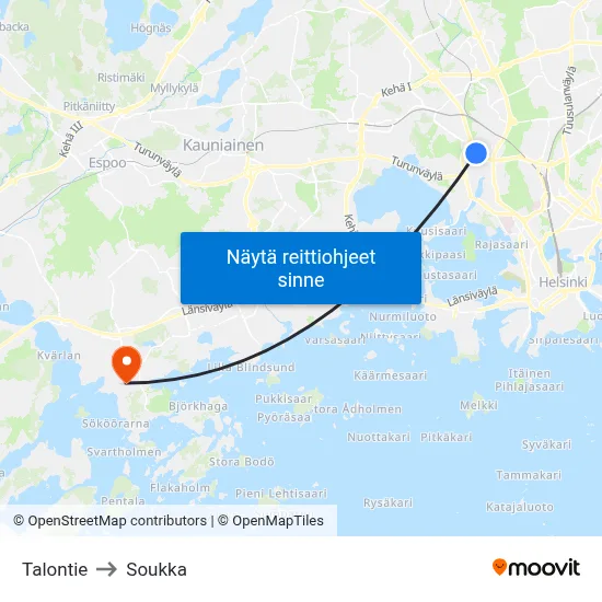Talontie to Soukka map