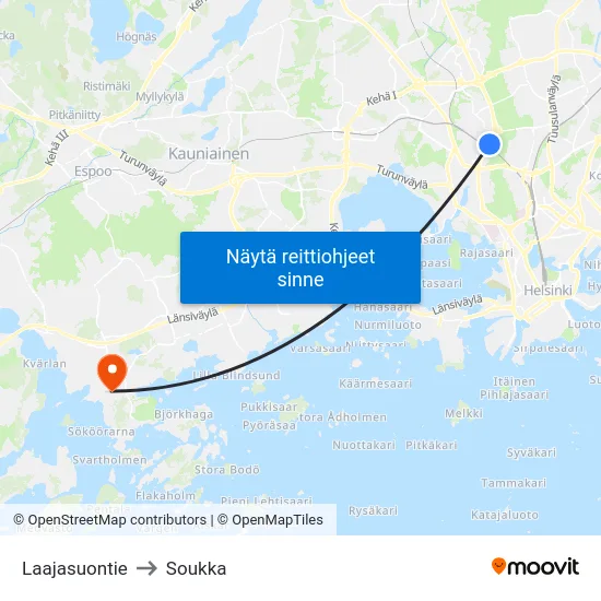 Laajasuontie to Soukka map