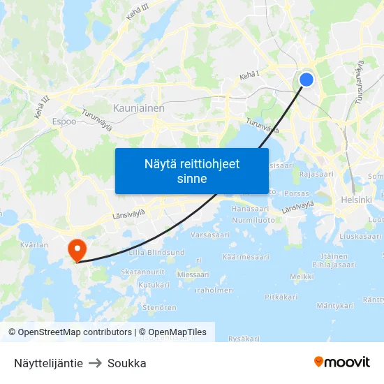 Näyttelijäntie to Soukka map