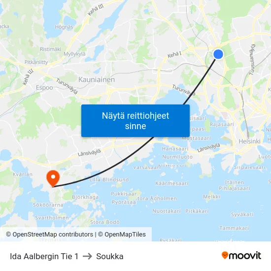 Ida Aalbergin Tie 1 to Soukka map