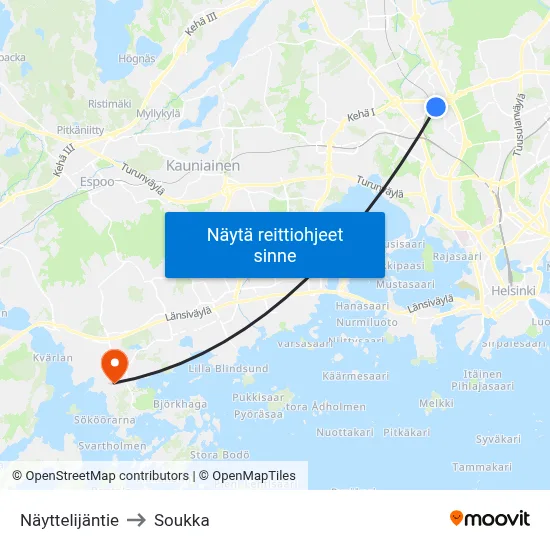 Näyttelijäntie to Soukka map