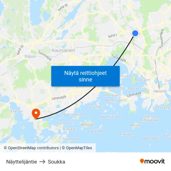 Näyttelijäntie to Soukka map