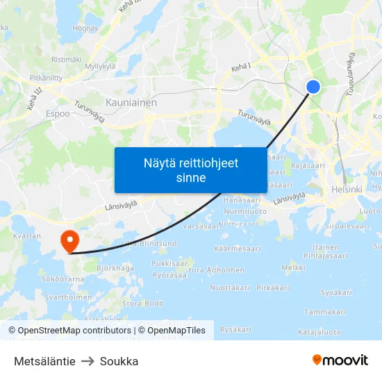 Metsäläntie to Soukka map