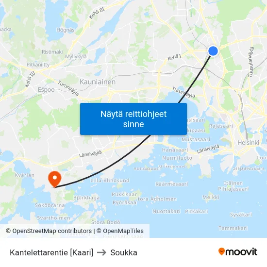 Kantelettarentie [Kaari] to Soukka map