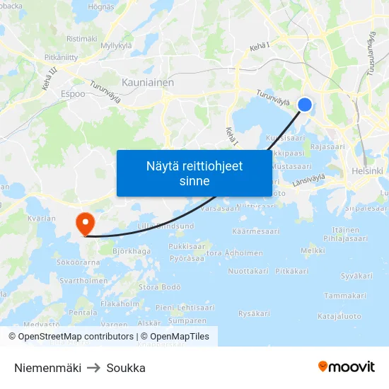 Niemenmäki to Soukka map