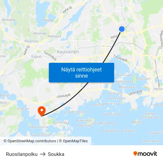 Ruosilanpolku to Soukka map