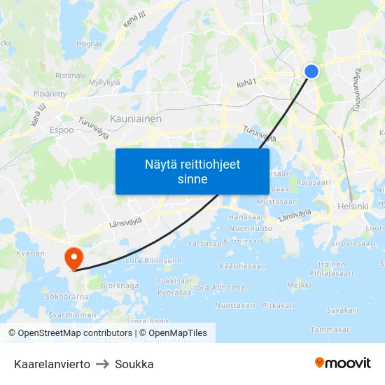 Kaarelanvierto to Soukka map