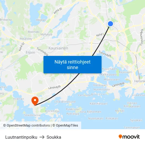 Luutnantinpolku to Soukka map