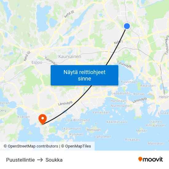 Puustellintie to Soukka map