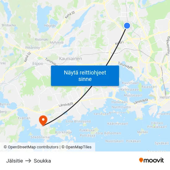 Jälsitie to Soukka map