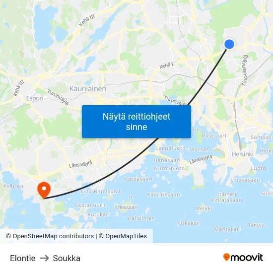 Elontie to Soukka map