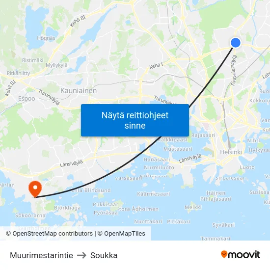 Muurimestarintie to Soukka map