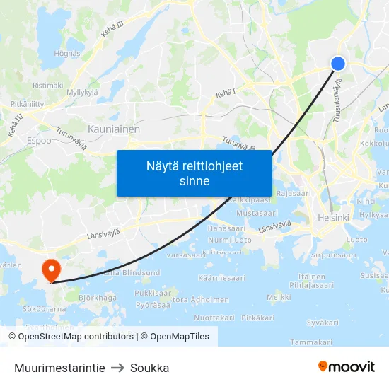 Muurimestarintie to Soukka map