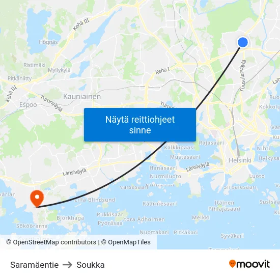 Saramäentie to Soukka map