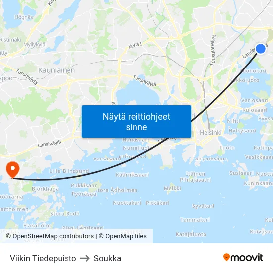 Viikin Tiedepuisto to Soukka map