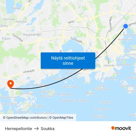 Hernepellontie to Soukka map