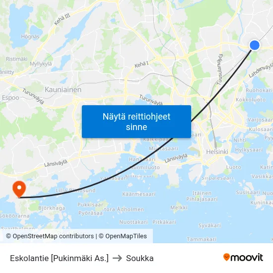 Eskolantie [Pukinmäki As.] to Soukka map