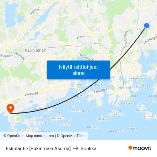 Eskolantie [Pukinmäki Asema] to Soukka map