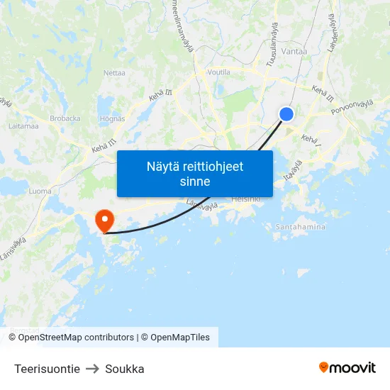 Teerisuontie to Soukka map
