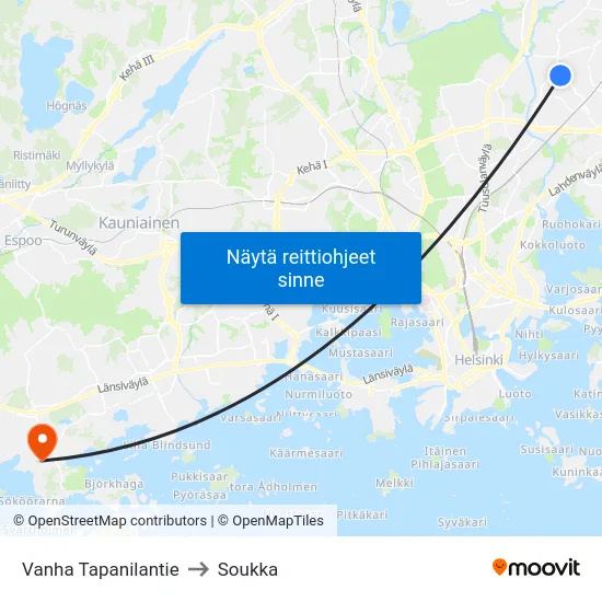 Vanha Tapanilantie to Soukka map