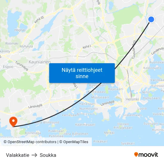 Valakkatie to Soukka map