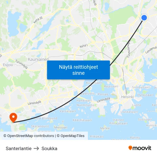 Santerlantie to Soukka map