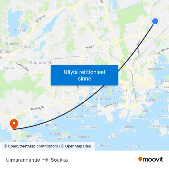 Uimarannantie to Soukka map