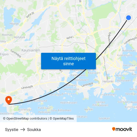 Syystie to Soukka map