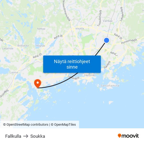Fallkulla to Soukka map
