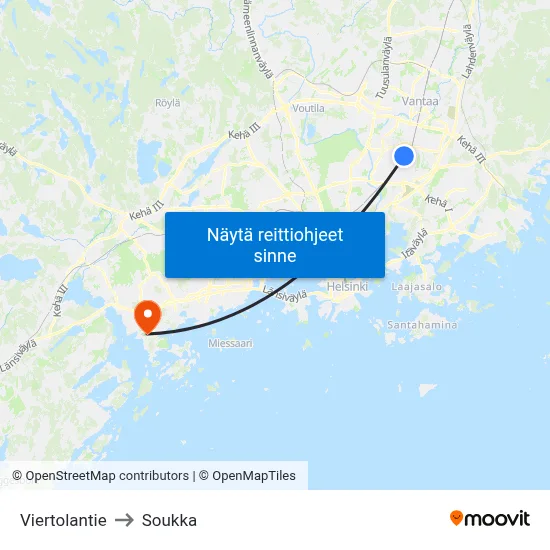 Viertolantie to Soukka map