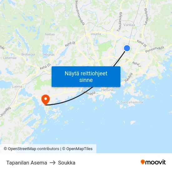 Tapanilan Asema to Soukka map