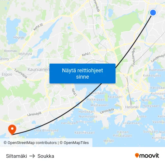 Siltamäki to Soukka map