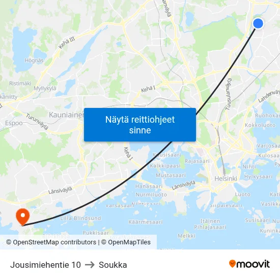 Jousimiehentie 10 to Soukka map